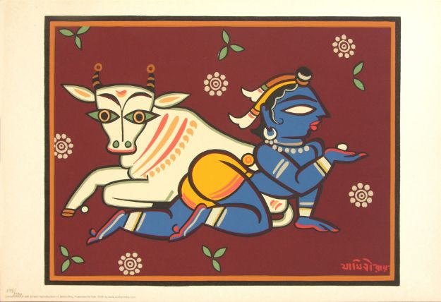 Picture of Bal krishna and cow