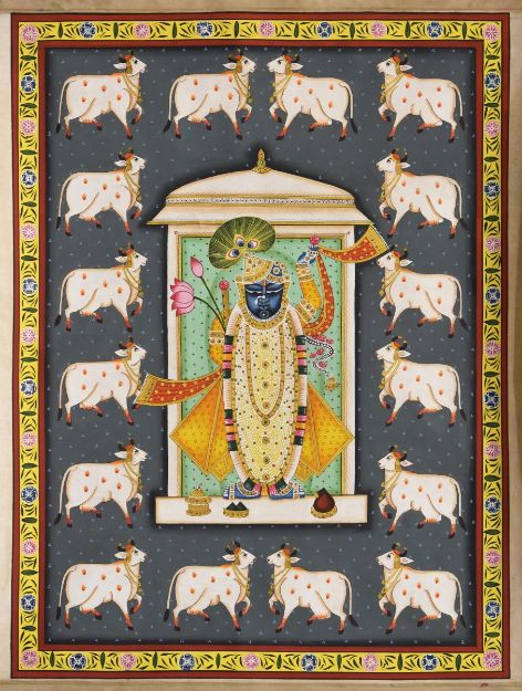 Picture of Shreenathji with Cows and Lotus VII