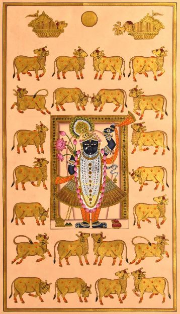 Picture of Shreenathji With Golden Cows