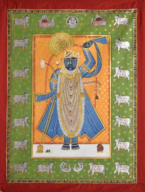 Picture of Shreenathji in Blue with Cows