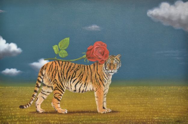 Picture of Tiger Carrying Rose