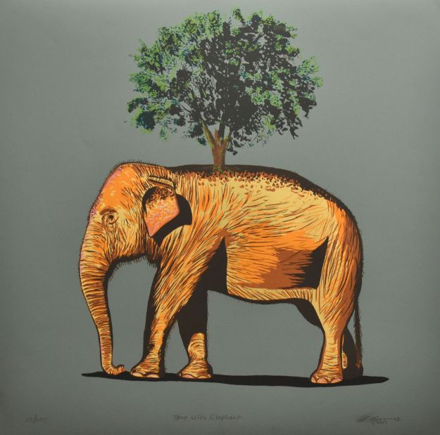 Picture of Elephant with Tree