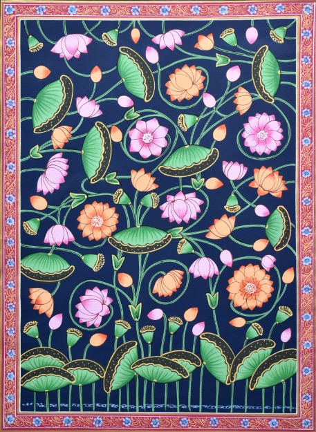 Picture of Lotus with Blue Background
