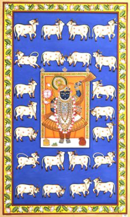 Picture of Shreenathji With Cows - Blue