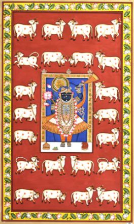 Picture of Shreenathji With Cows - Red
