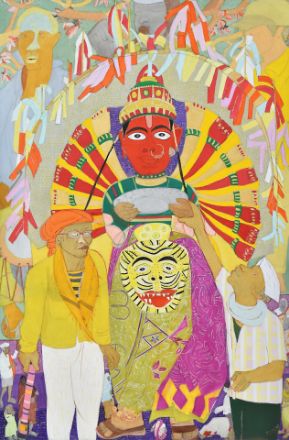 Picture of Saptsrungi Mata in Haat for Holi