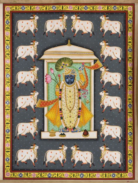 Picture of Shreenathji with Cows and Lotus VII