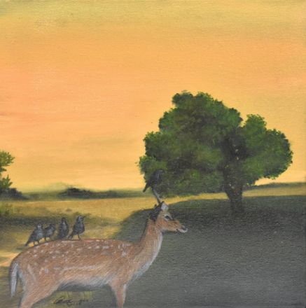 Picture of Deer with Crows