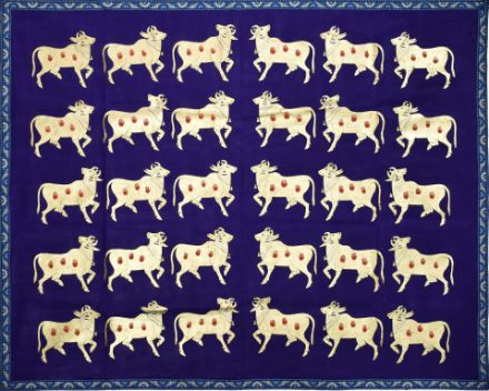 Picture of Golden Cows with Blue background