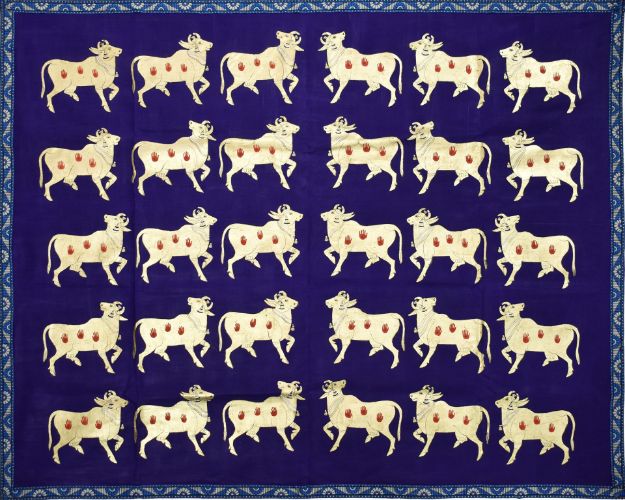 Picture of Golden Cows with Blue background