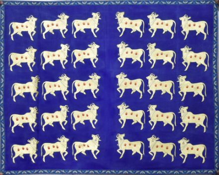 Picture of Golden Cows with Blue Background