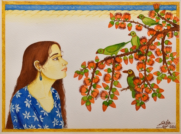 Picture of Parrots and the Blossom Tree